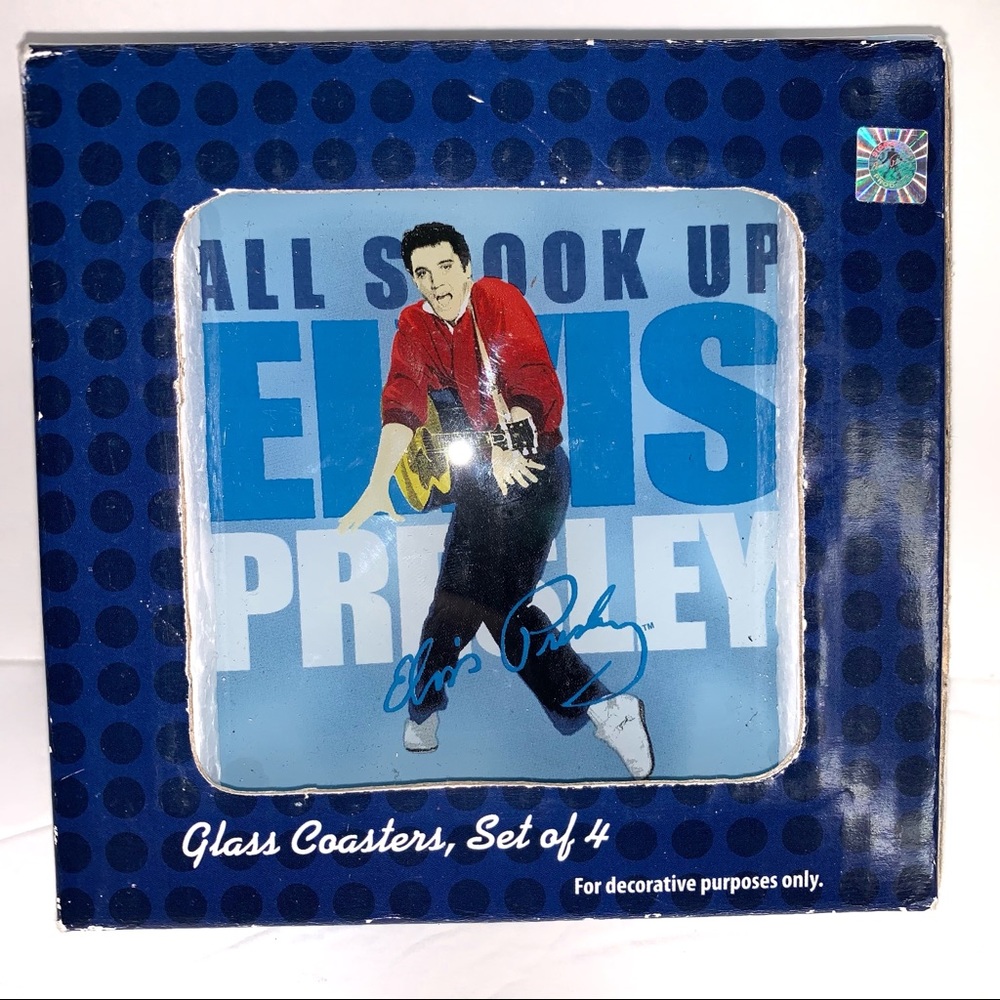 Elvis Presley Glass Coaster Set of 4 All Shook Up